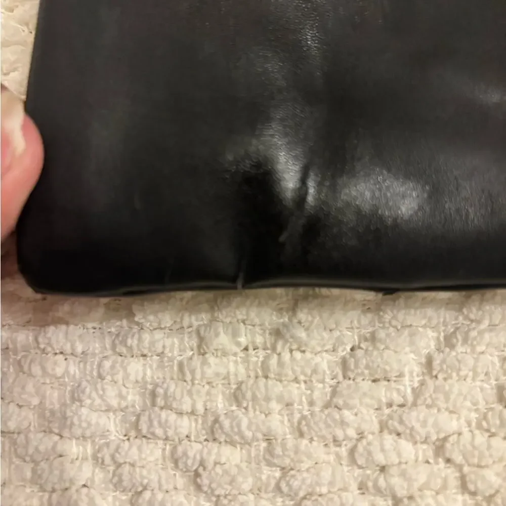 CHRISTIAN DIOR BLUE GLITTER BLACK ZIP MAKEUP COSMETIC POUCH CLUTCH BAG SM